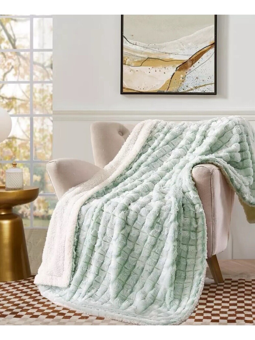 Royal Luxe Reversible Micromink to Faux-Sherpa Tie-Dye Throw 50" x 60"